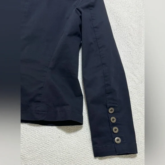 Talbots Stretch Size 10 Navy Blue Cotton Short Blazer - Picture 11 of 13